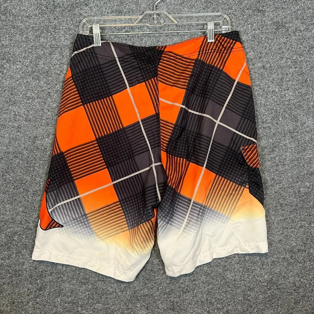 Hurley Swim Trunks Mens 32 Orange Black Beach Board Shorts Relax Pocket Y2K Logo